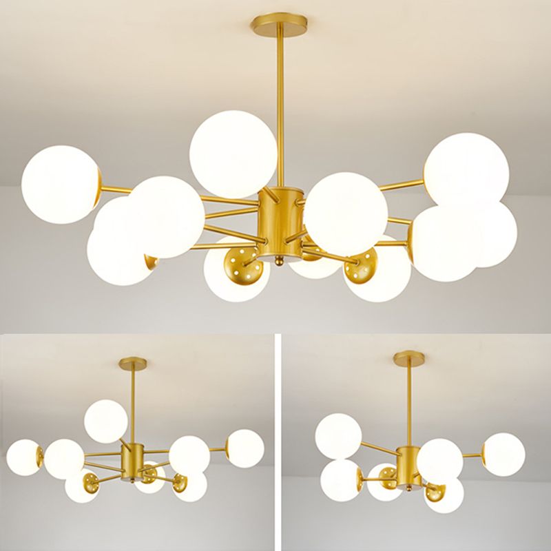 White Glass Modern Pendant Light Sputnik Global Ceiling Light for Living Room