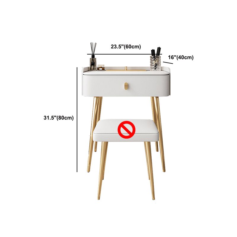 Glam Marble Makeup Vanity Set With Drawer for Bedroom in White