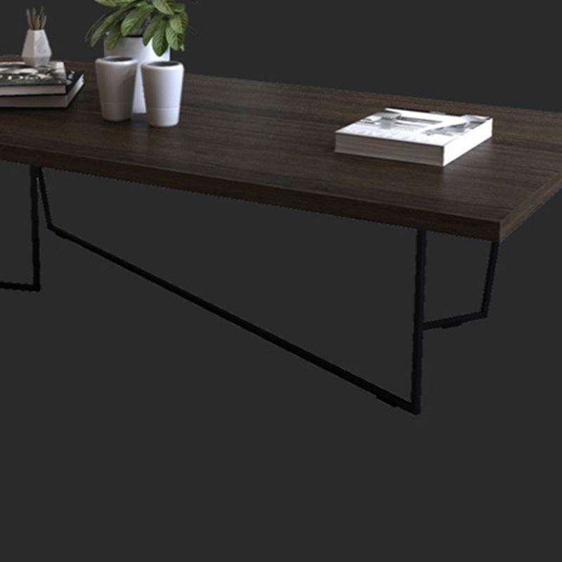 Solid Wood Coffee Table Abstract Coffee Cocktail Table in Brown