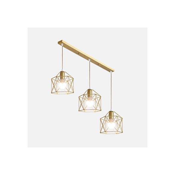 Poliertes Gold Quadrat/Sechseck/Stern Deckenleuchten Retro Stylish Metallic 3 Lampen Esszimmer Hängende Licht mit Drahtrahmen