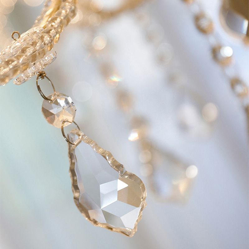 Traditional Hanging Ceiling Lights Gold Crystal Candle Hanging Pendant Lamp