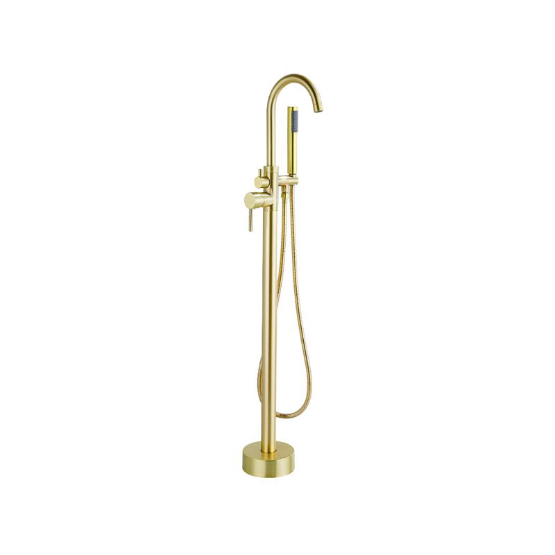 Modern Gold Bath Faucet Trim Floor Mounted High Arc Tub Faucet