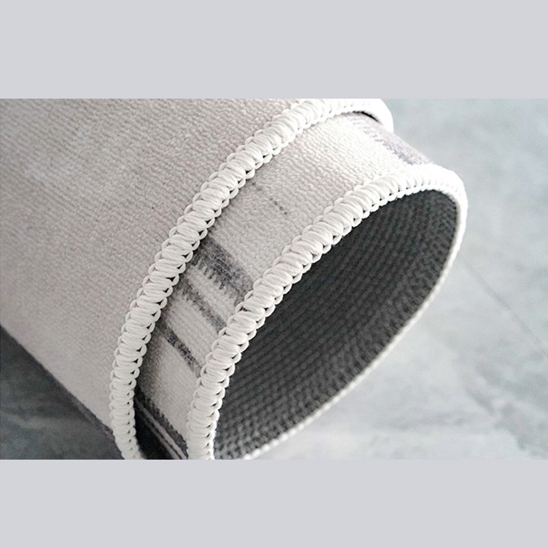 Grey Tone Modern Area Rug Polyester Stripe Print Rug Non-Slip Backing Indoor Rug for Home Decor