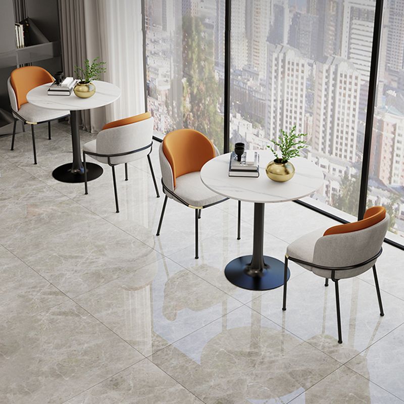 White Stone Round Dining Table Set 1/3/4/5 Pcs Modern Dinette Set