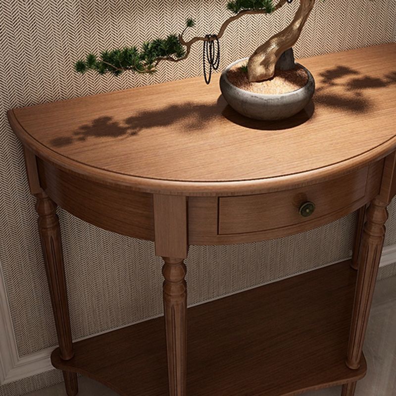 Storage Solid Wood Console Table Half Moon Mid-Century Modern Console