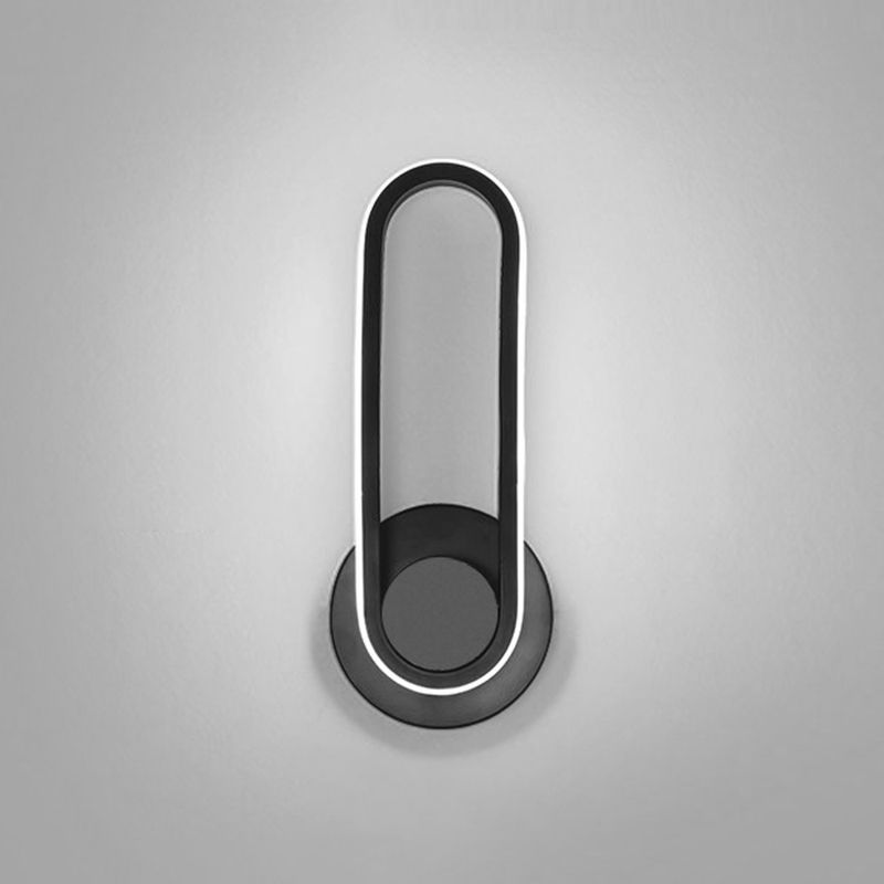 Lacquered Iron Black LED Wall Sconce in Modern Concise Style Silicone Oval Rotatable Wall Lamp
