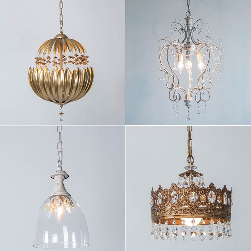 1 Head Metallic Hanging Lamp Kit Traditional Geometrical Dining Room Suspension Pendant Light