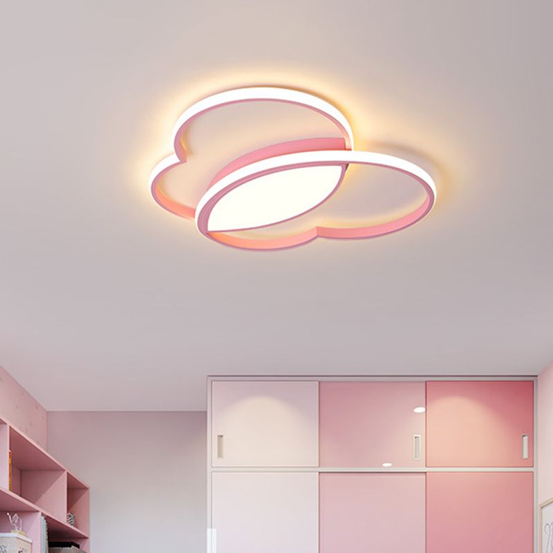 Lámpara de techo LED de estilo nórdico con montaje empotrado en forma de corazón amoroso de acrílico en blanco/rosa/azul para guardería