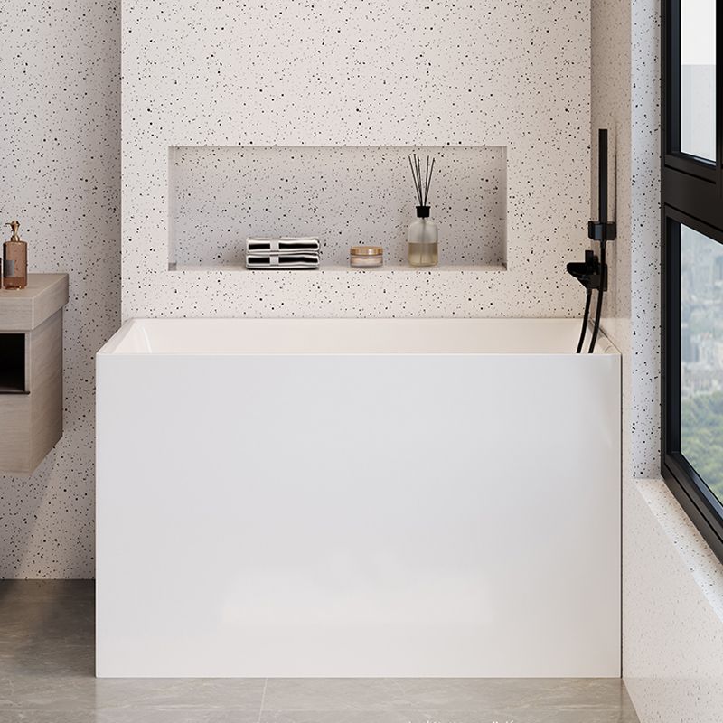 White Acrylic Bathtub Freestanding Soaking Rectangular Modern Bath