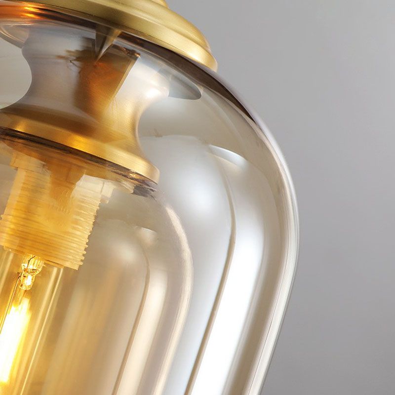 1 Glühbirnenschlafzimmer Hanging Lampe postmoderne Deckenleuchte mit doppelter Cloche -Glasschatten