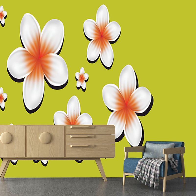 Flower Illustration Wall Mural for Sitting Room, Custom Size Available