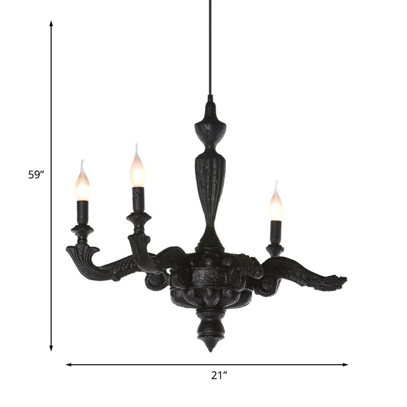 3/6-bulb kandelaar kroonluchter licht traditionele zwarte hars hanger verlichtingsarmatuur voor woonkamer
