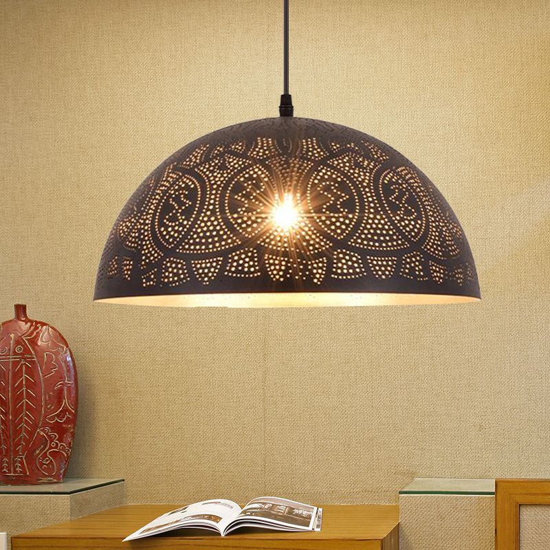 1 hoofd halfrond hanglampverlichting art deco metalen plafond suspensielamp in brons