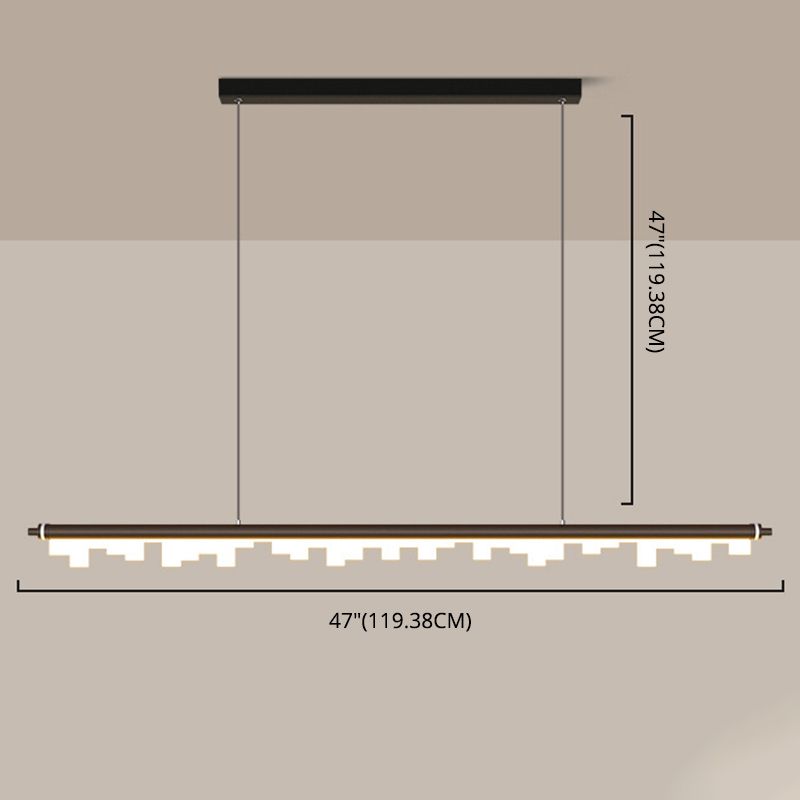 Matte Effect Tubular Metal Island Lighting Simple Style LED Ceiling Light with Acrylic Shade