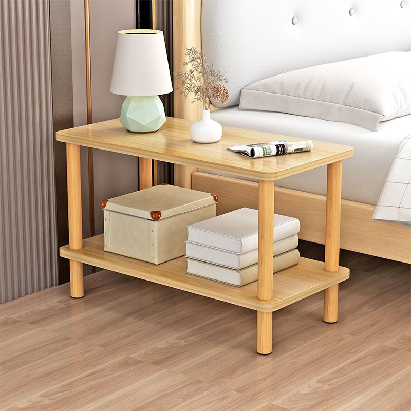 Contemporary Wooden Living Room Side Table 2-Tier with Storage