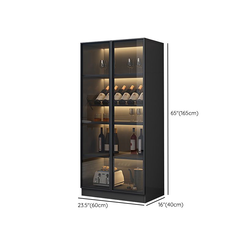 Black Floor Wine Rack Wooden Wine Bottle Rack for Living Room, without Lights