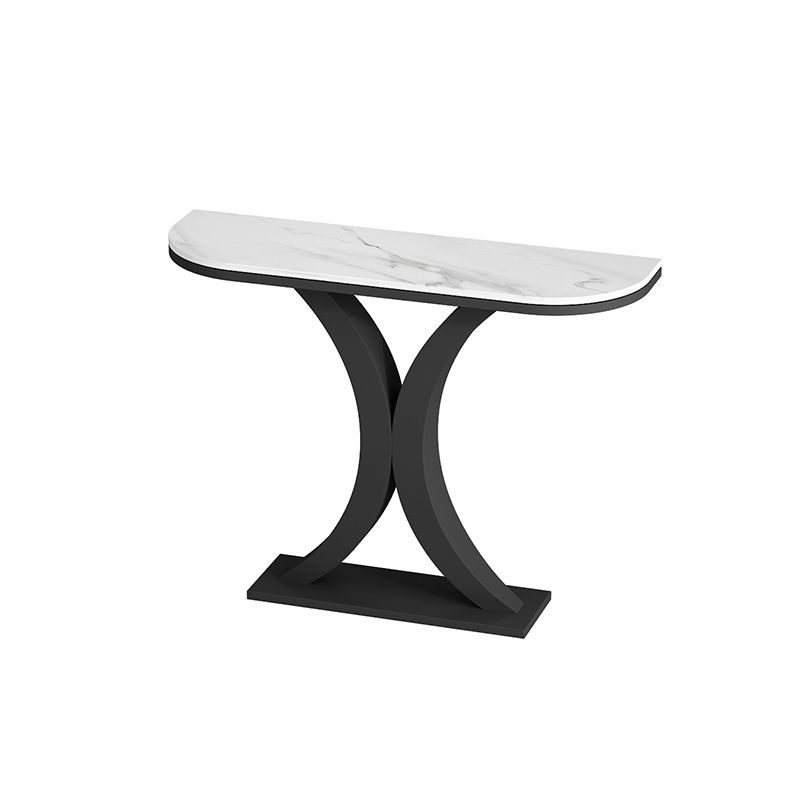 Glam Console Table Half Moon Marble Accent Table , 12 Inch Wide