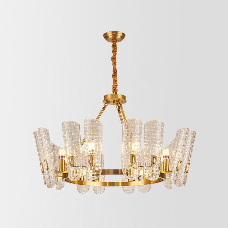 Lámpara de araña curvada de oro luz colgante posmoderna de vidrio colgante para comedor para comedor