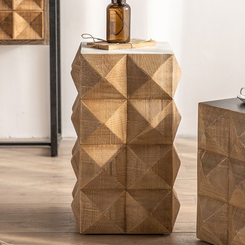 Rustic Geometric Accent Side Table Wooden Side End Snack Table