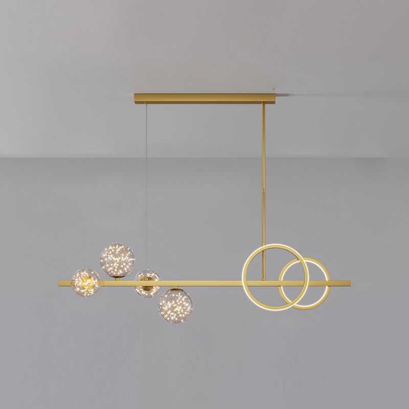 Nordic Modernes Esskronleuchter Lampe Runde Glasschatten LED Hängende Lampenvorrichtung