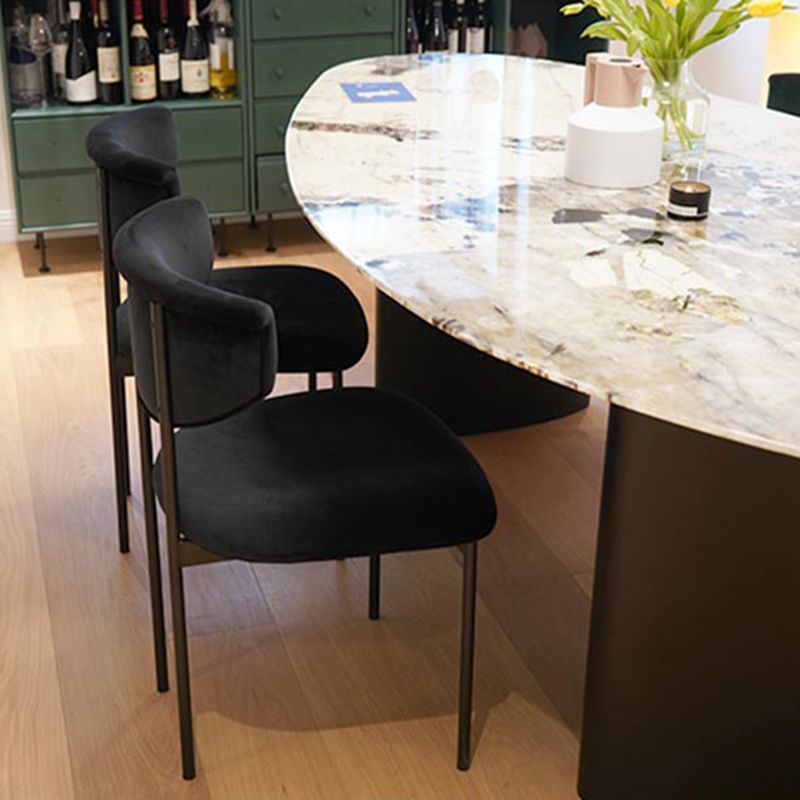 Scandinavian Linen Dining Chairs for Home Use Open Back Dining Side Chairs