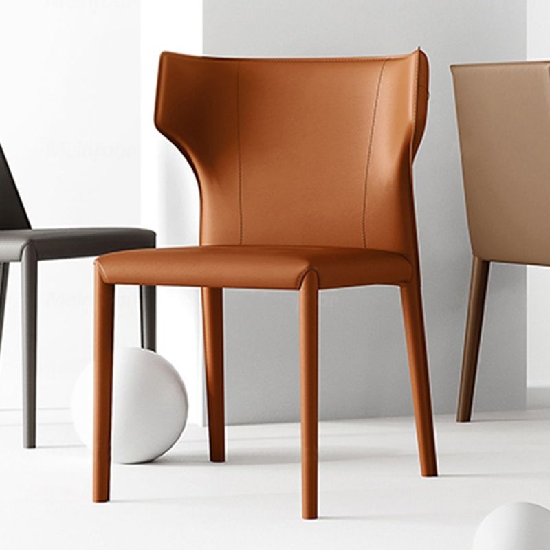 Silla de comedor de cuero contemporánea, silla lateral sin brazos para uso doméstico