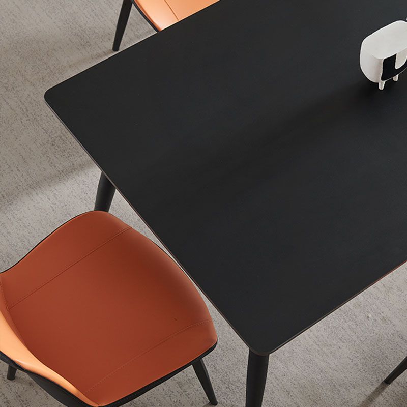 Kitchen Industrial Dinner Table Stone Rectangle 4 Legs Dining Table