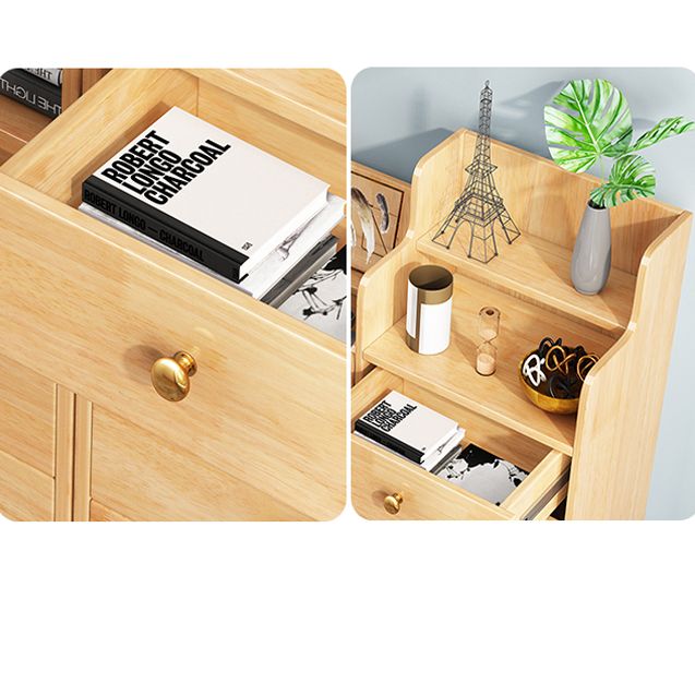 22-In Wide Solid Wood Accent Chest Mid Century 1 - Shelf Cabinet with Drawers