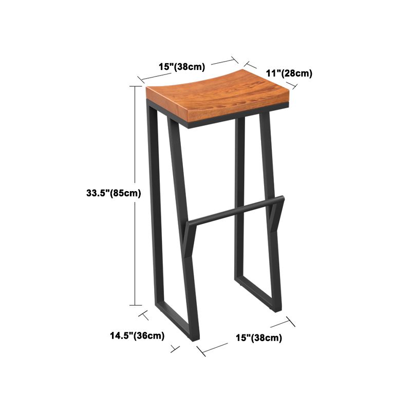 Industrial Rectangle Dining Stool Iron Footrest Bar Stool for Bristol