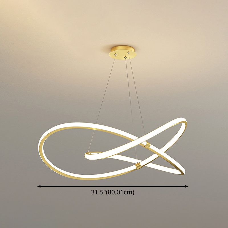 Ultra-modern Twist Chandelier Metal Pendant Light with Round Canopy  for Living Room