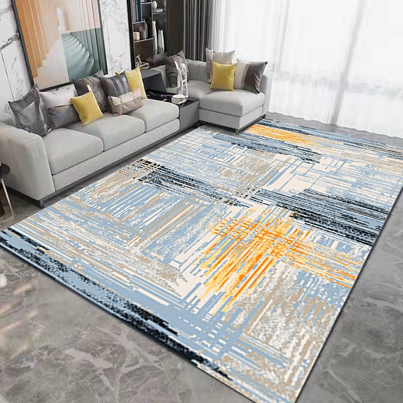 Gray Modern Rug Polyester Graphic Rug Non-Slip Backing Rug for Home Decor