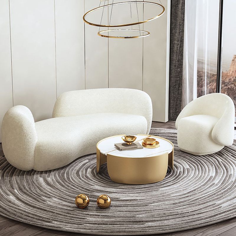 Contemporary Curved Sofa in Beige for Apartment 28.35" High Sofa
