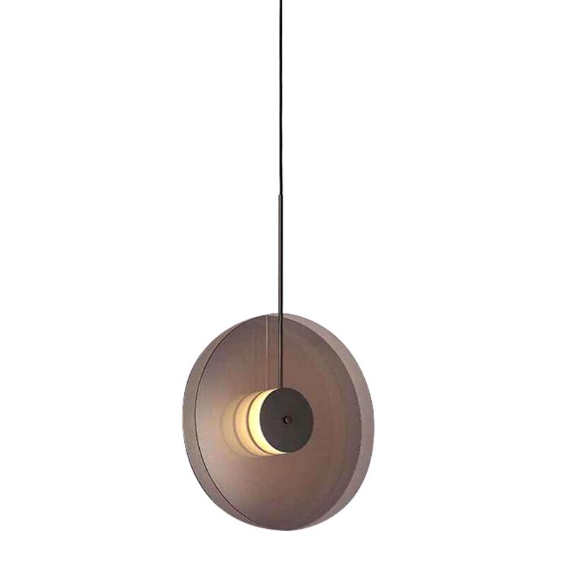 Modern Creative LED Pendant Light Wrought Iron Circular Hanging Lamp with Glass Shade