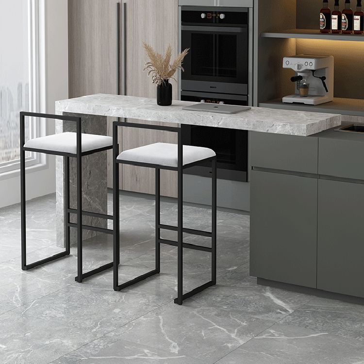 Modern Backrest Armless Counter Stool Iron Cafe Bar Stool with Velvet Cushion and Pedal