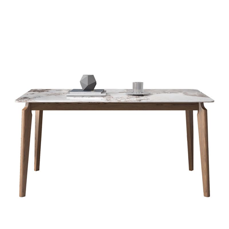 Rectangle Stone Table Modern Standard Height Dining Table with 4 Legs
