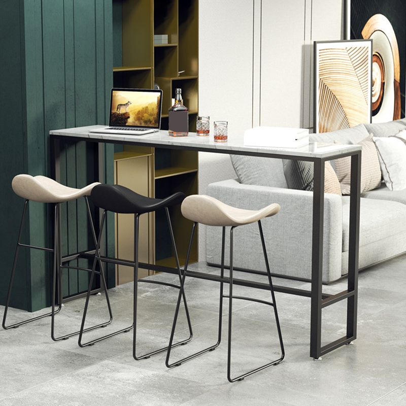 Industrial Bar Table Bar Height Rectangle Stone Top Pub Table for Indoor