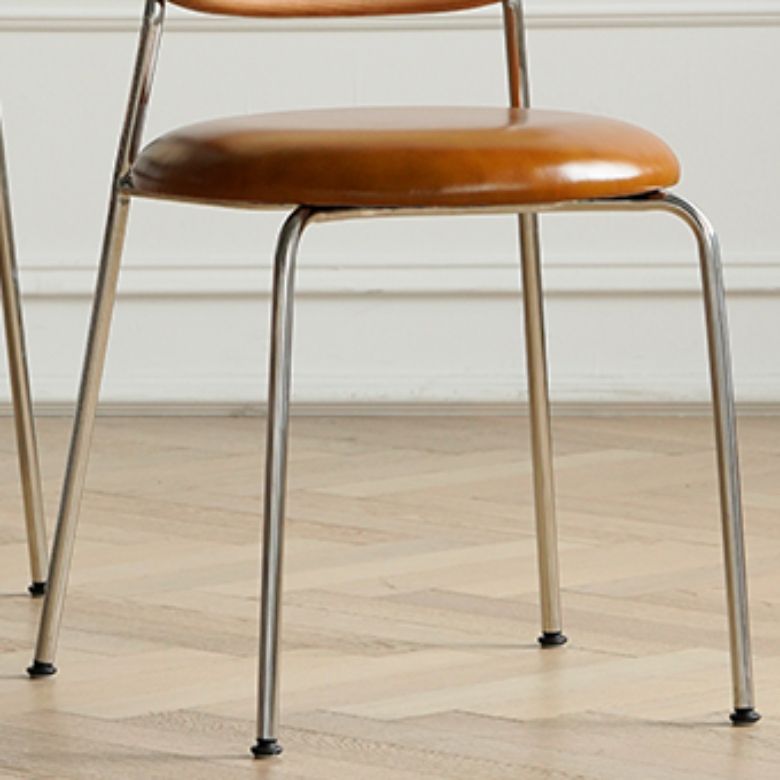 Industrial Dining Chair Leather Metal Base Dining Chair for Home