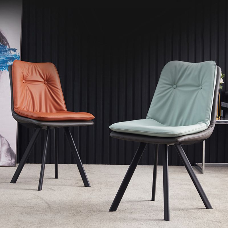 Home Industrial Side Chair Solid Back Metal Polsterte Esszimmerstuhl