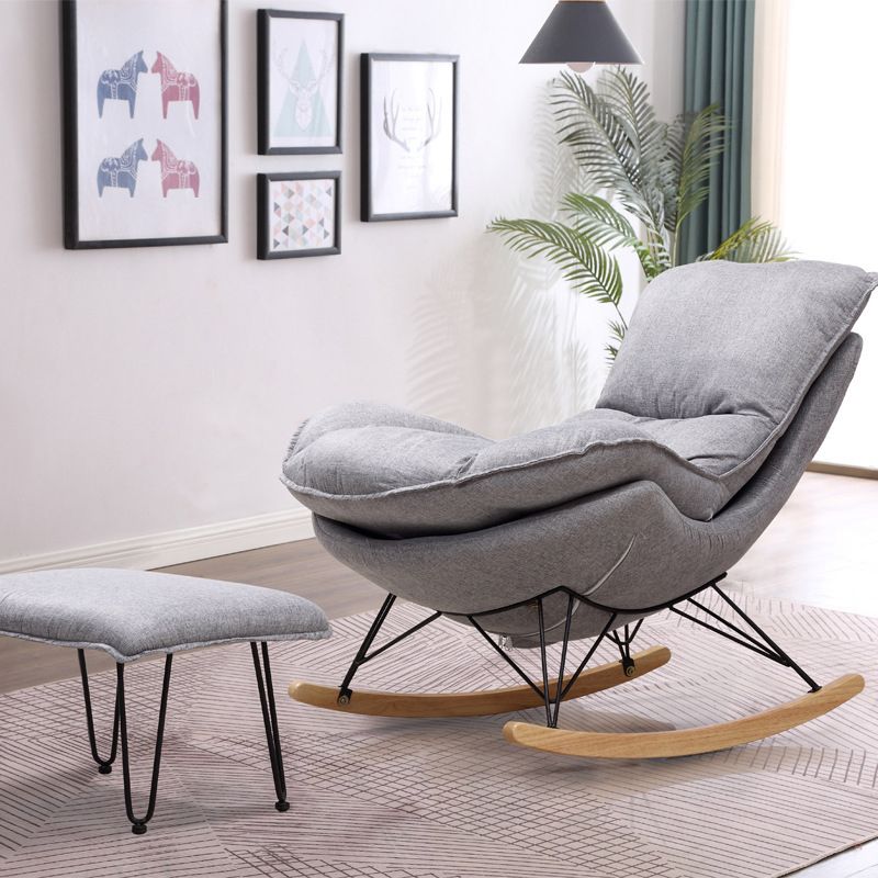 Modern Style Rocker Chair Metal Frame Spindle Cushions Rocker Chair with Ottoman