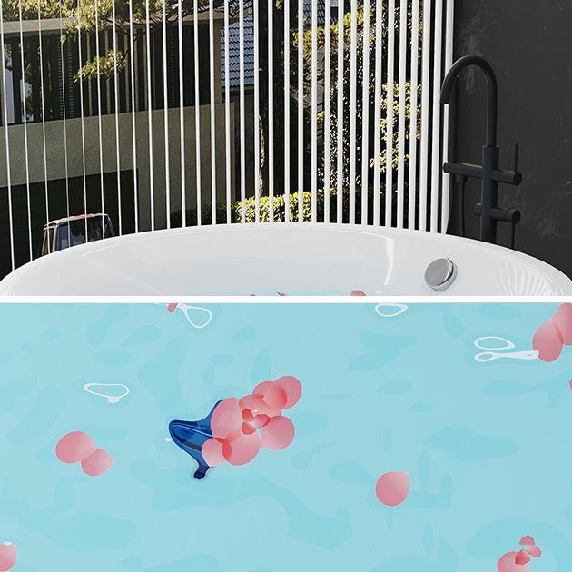Round Bathtub Acrylic Soaking Freestanding Bathtub , 25.59-inch Tall
