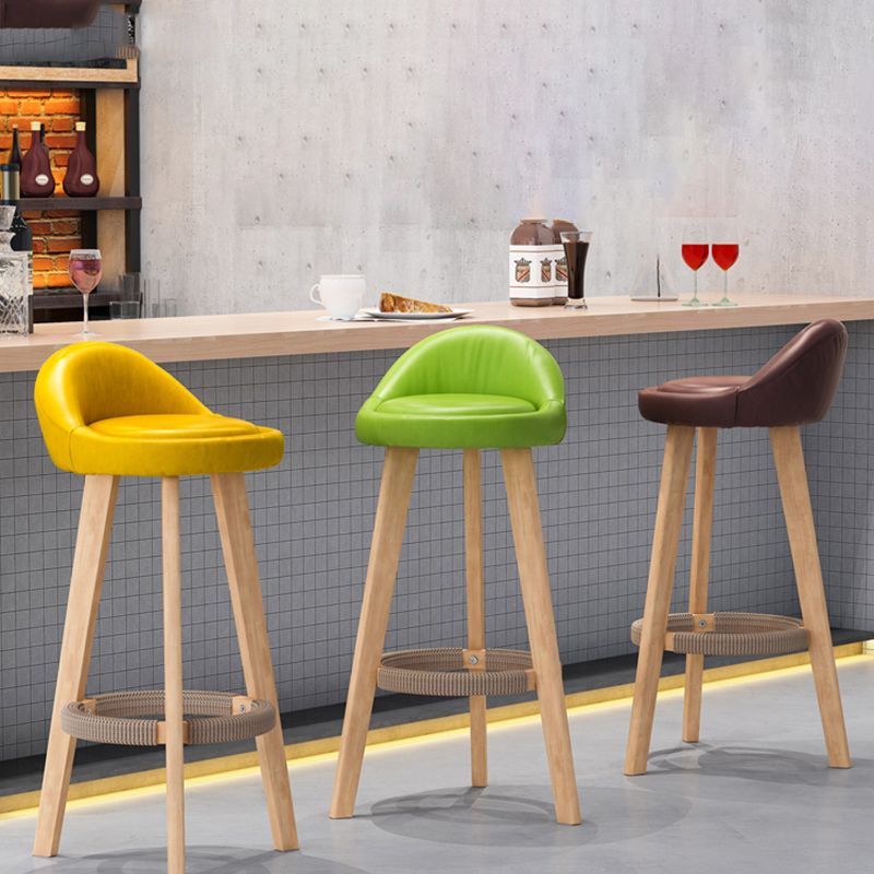 Scandinavian Upholstered Footrest Barstool Matte Finish Wood Bristol Stool