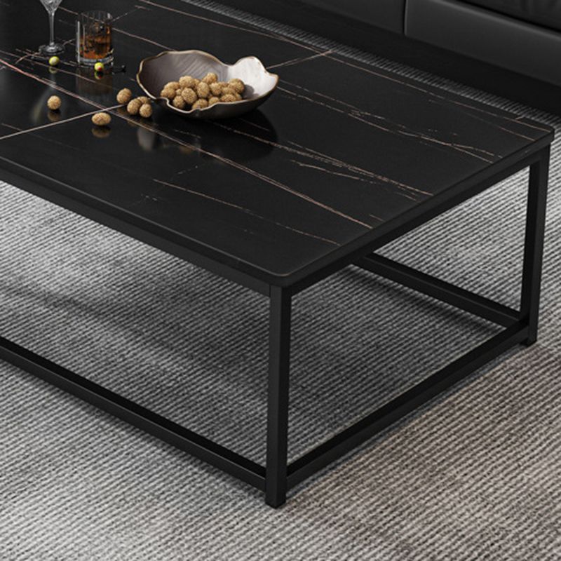 Modern Style Rectangular Simple Coffee Table with Shelf - 16.5" H