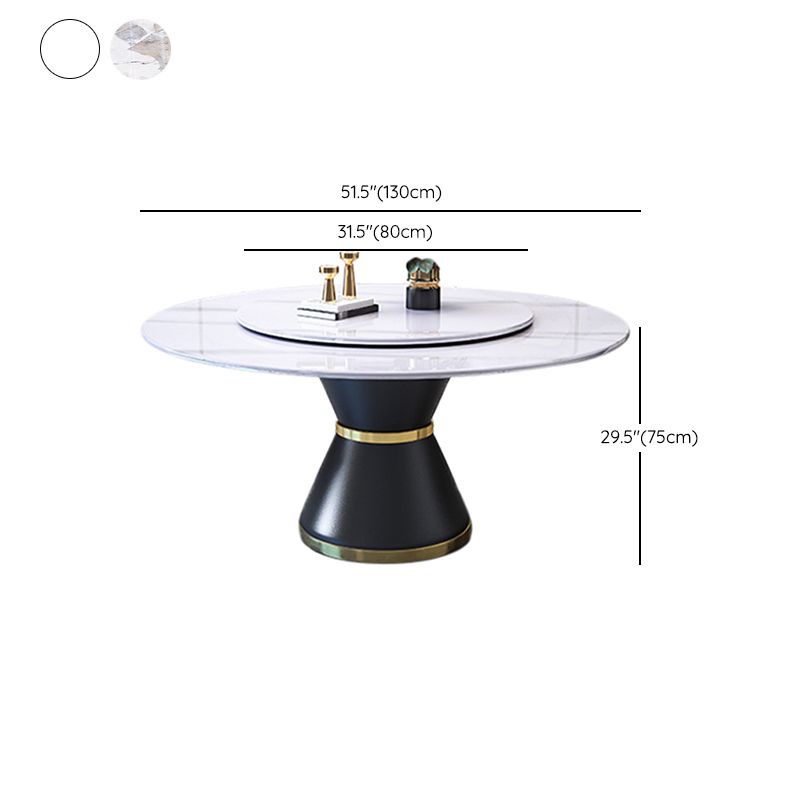 Modern Turntable Dinner Table Stainless Steel Base Stone Dining Table for Home