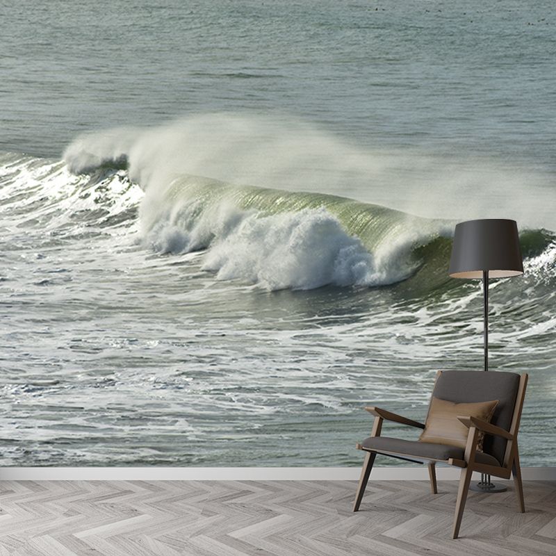 Sea Mural Wallpaper Modernist Nature Scenery Wall Covering in Light Color