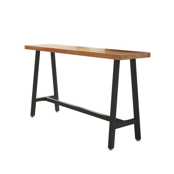 Mesa de barra de estilo moderno marrón mesa de madera sólida y cafetería de la cafetería del pie de hierro negro