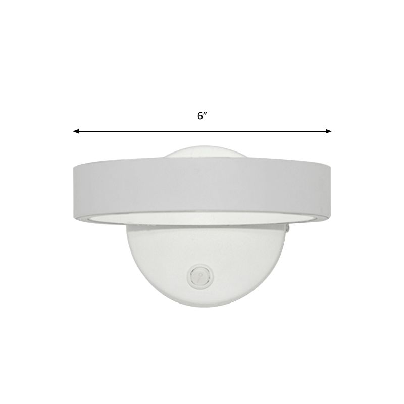 Minimalism Ring Wall Sconce Fixture Aluminum Warm/White Light LED Living Room Wall Lamp with Round/Rectangle Backplate in Black/White