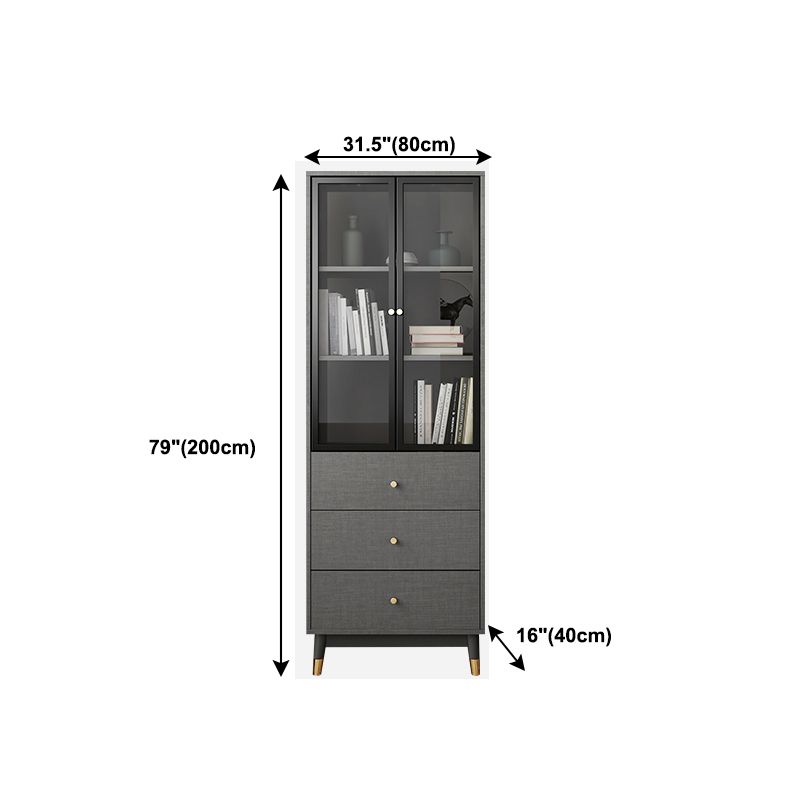 Manufactured Wood Glam Standard Bookcase Closed Back Bookcase with Glass Door