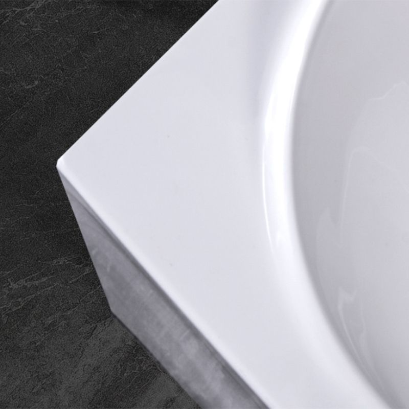 Freestanding Acrylic Bathtub Soaking White Square Modern Back to Wall Bathtub