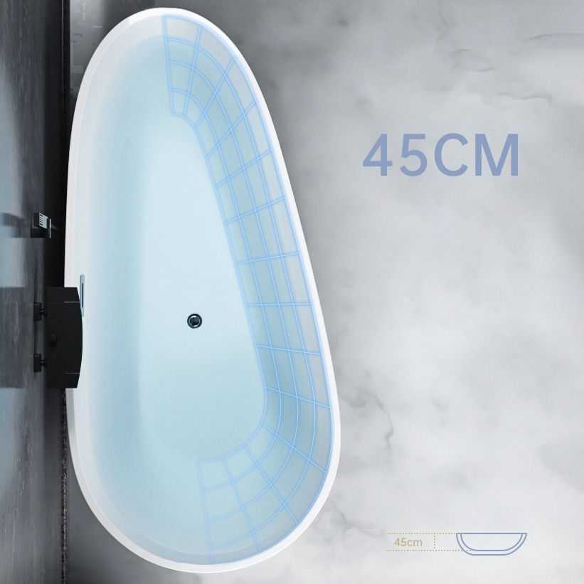 Modern Oval Freestanding Bath Acrylic Soaking White Center Bathtub