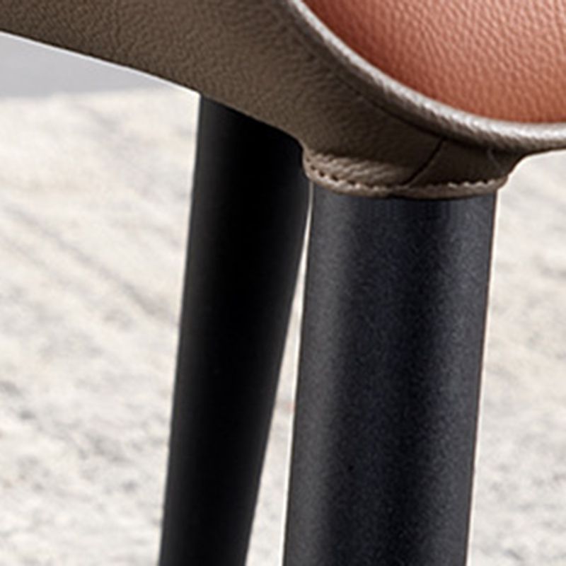 Industrial Style Faux Leather Chair Arm Side Chairs with Metal Legs